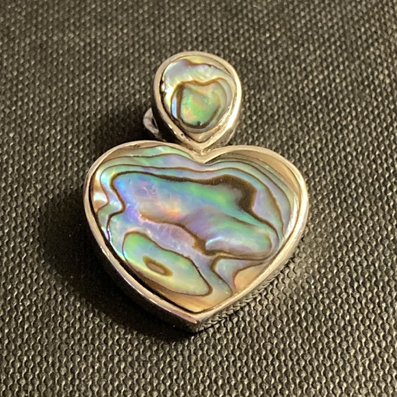 NWOT - 925 Mexican Silver Abalone Shell Heart Pendant* - Picture 3 of 10